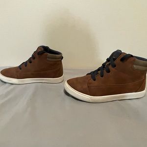 Wonder Nation Boys Youth High Top Brown Faux Leather Sneaker Shoes - Size 3
